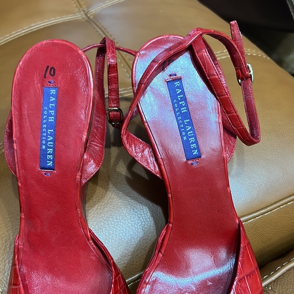 New Ralph Lauren Collection Red 🐊 heels 👠 Sz 10. Italy - Picture 7 of 10